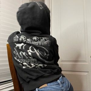 Black Victoria Secret Pink Bedazzled zip up sweater